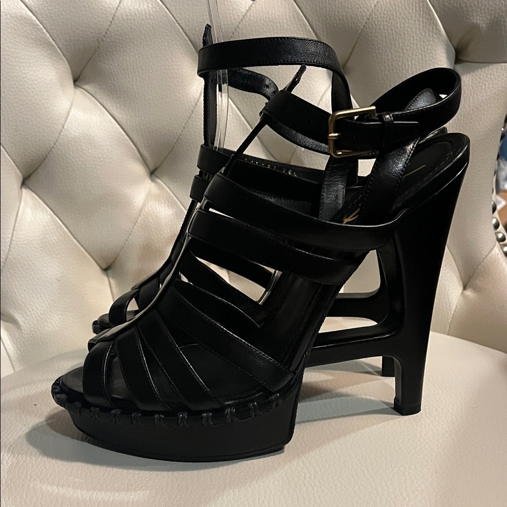 YSL Yves Saint Laurent Black Multi-Strap 105 Heel Sandals Essentiel 8.5 EU 39.5 - Picture 9 of 12